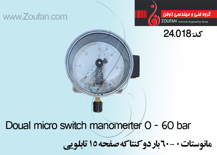 مانوستات 0-60بار صفحه 15 پایه دار /Doual micro switch manomerter